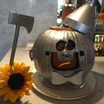 metallic pumpkin with bowtie